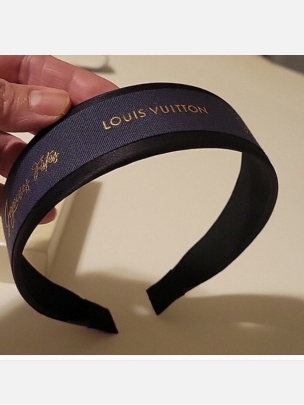 Louis Vuitton Navy Blue & Gold Ribbon